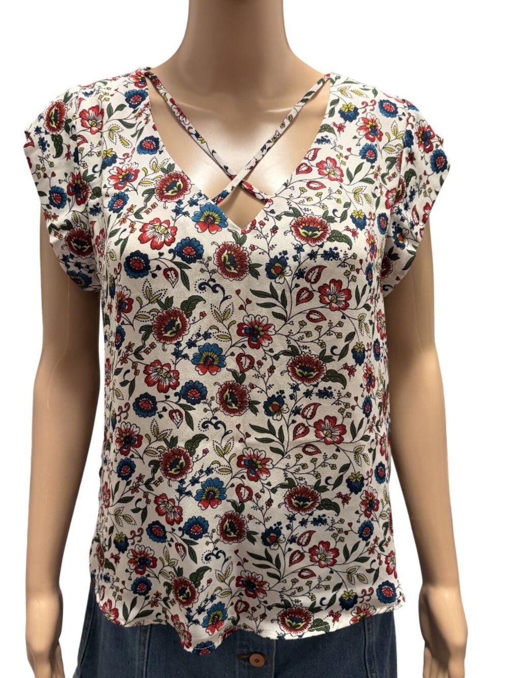 Lily White Floral Blouse Size Medium